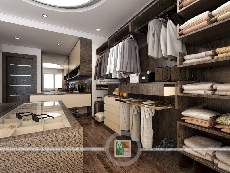 Mẫu tủ quần áo cao cấp với kích thước lớn ốp vào tường mang đếnvẻ đẹp sang trọng, đẳng cắp cho căn phòng ngủ của gia chủ